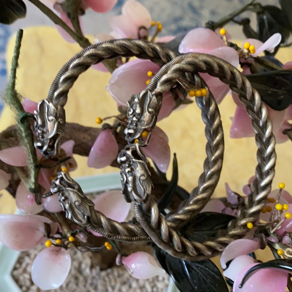 Antique dragons silver bracelets